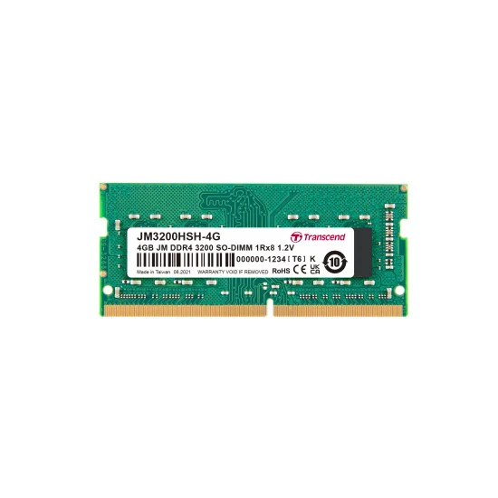 Transcend 4GB JETRAM DDR4 3200Mhz SO-DIMM 1Rx8 512Mx8 CL22 1.2V Laptop RAM