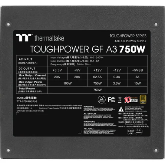 Thermaltake ToughPower GF A3 750W 80 PLUS Gold Power Supply