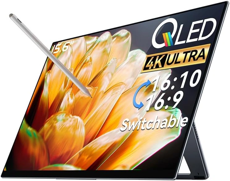 R13 Pro 15.6" 4K 16:10 Portable Monitor with 3840 x 2400 High Resolution 1000g Lightweight with Screentouch Functionality Gaming Display and Digital Art Work Portable Monitor