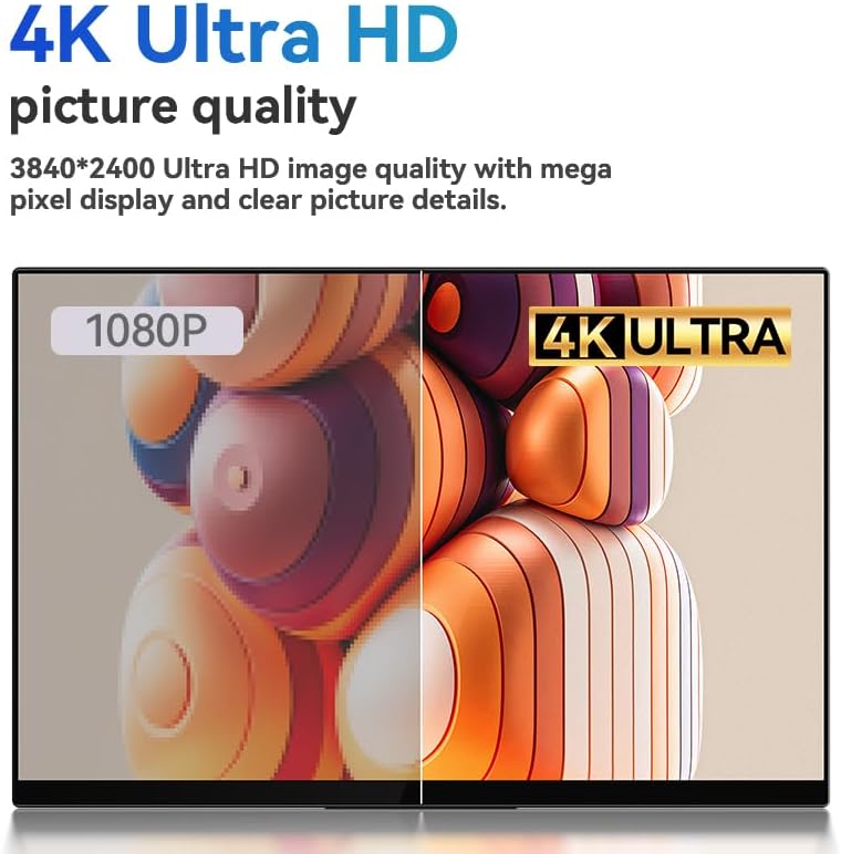 R13 Pro 15.6" 4K 16:10 Portable Monitor with 3840 x 2400 High Resolution 1000g Lightweight with Screentouch Functionality Gaming Display and Digital Art Work Portable Monitor