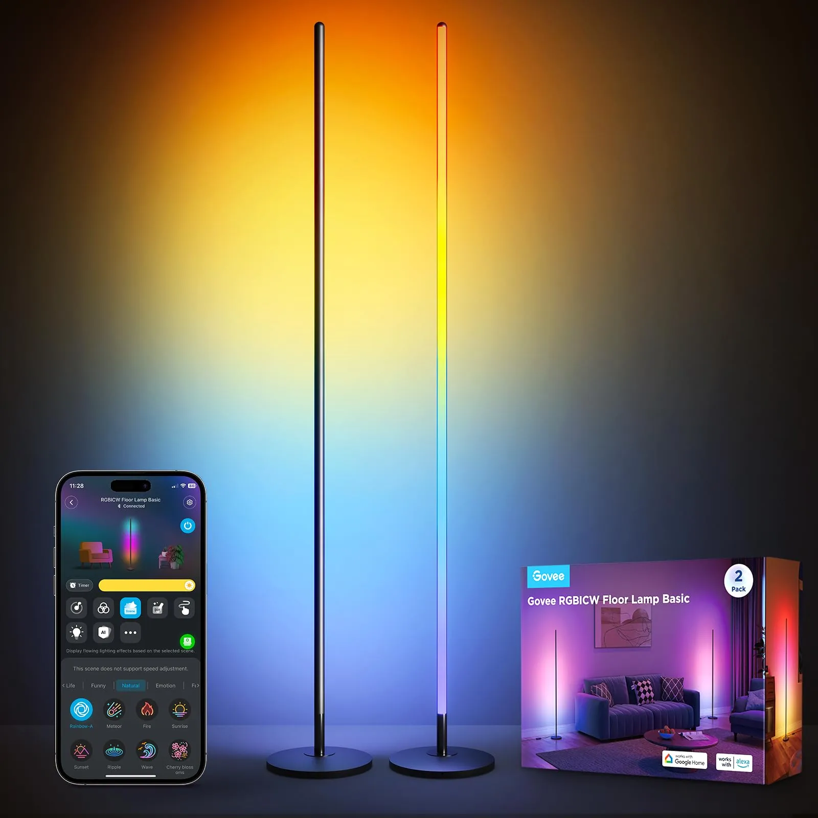 Govee RGBIC Floor Smart Lamp Basic 2-Pack