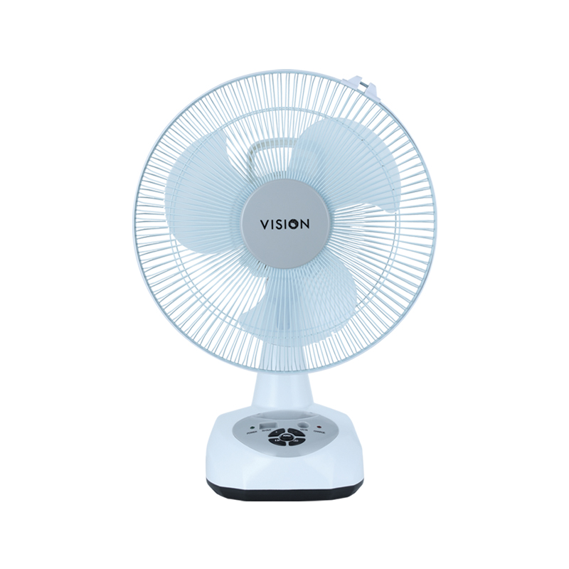 VISION Rechargeable Table Fan 14'' White With USB Charger