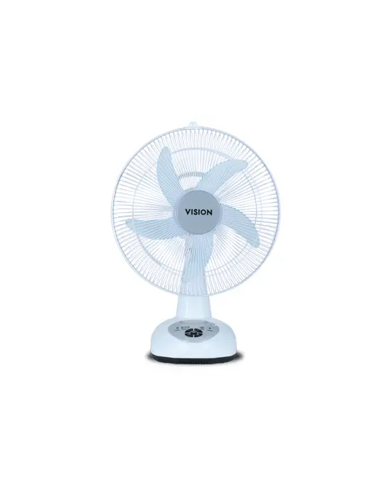 VISION Rechargeable Table Fan 14" White with USB Charger