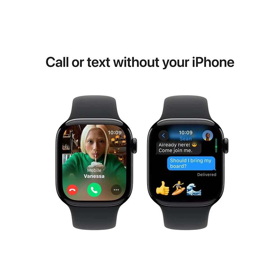 Apple Watch Series 10 42mm (GPS) Jet Black Aluminum Case Smart Watch with Black Sport Small Medium Band