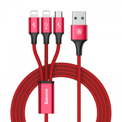 Baseus Rapid Series 3-in-1 Micro+Dual Lightning 3A Cable 1.2 Meter