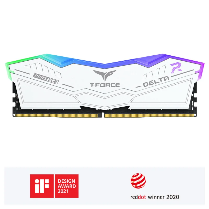 TEAM T-FORCE DELTA RGB WHITE 32GB DDR5 6000MHz CL38 Desktop Ram