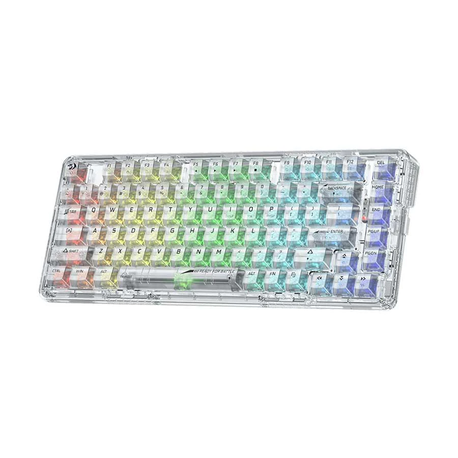 Redragon K649 ELF Pro RGB (Translucent Custom Silver Switch) Bluetooth White Gaming Keyboard